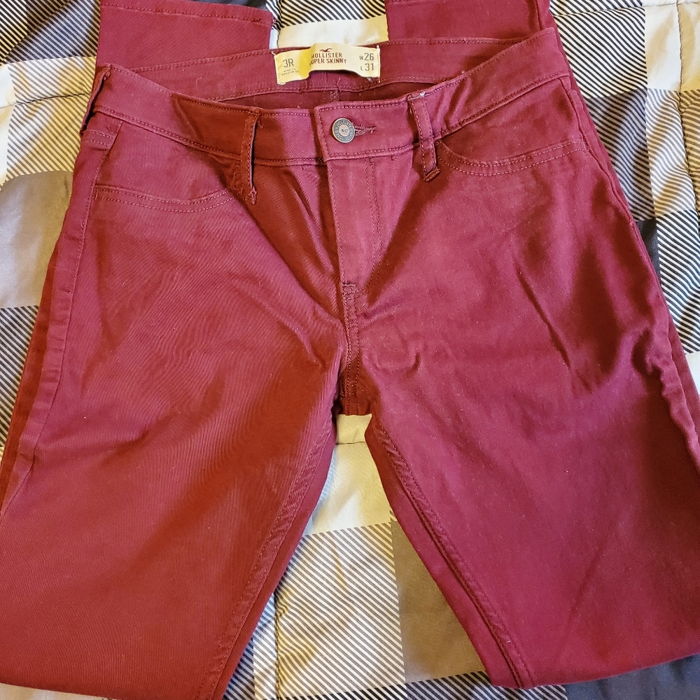 Maroon skinny hollister jeans
